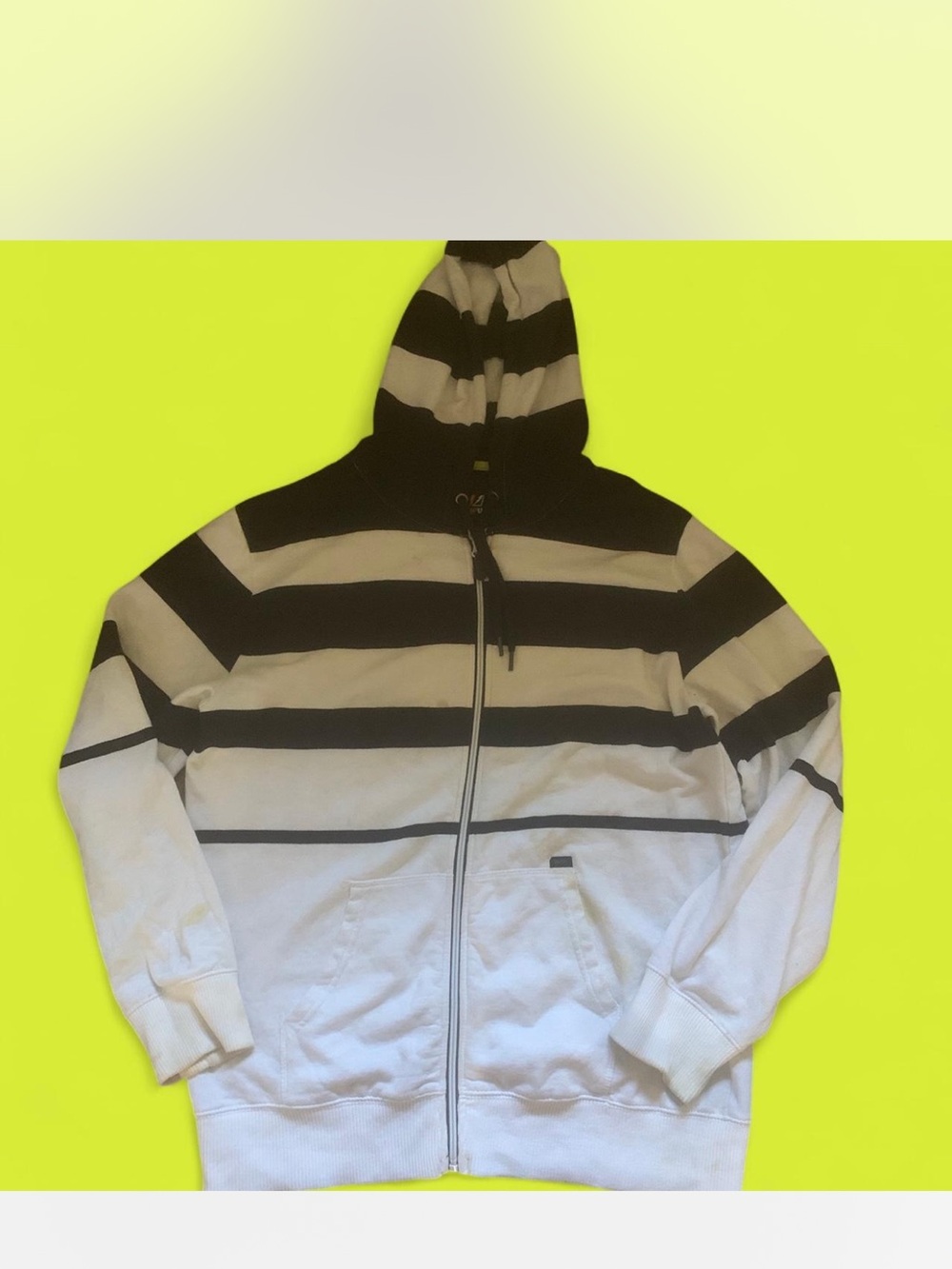 Y2K Black & White Striped Zip Hoodie